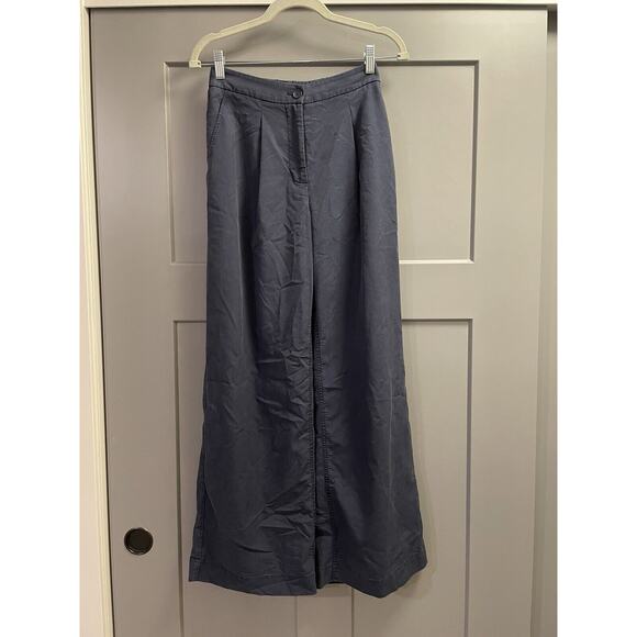 Kit and Ace SUBLIME Trouser Trendy High Waisted Wide Leg Relaxed Fit Navy sz 4 - Picture 1 of 8